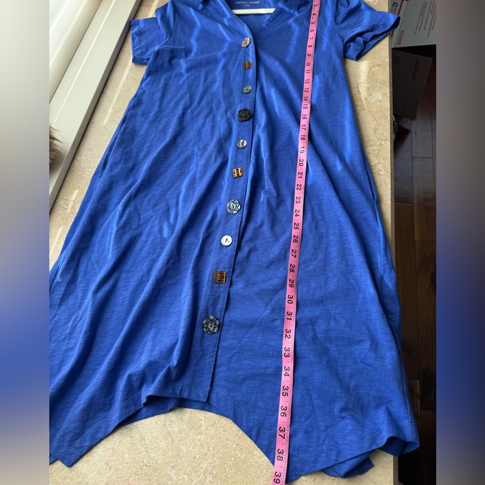 Soft Surroundings Royal Blue Button-Front Shirt Dress - Picture 6 of 10